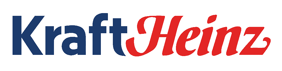 A red and blue logo for kraft heinz on a white background