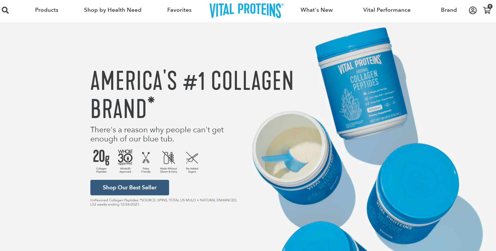 image showing webpage of Vital Proteins products
