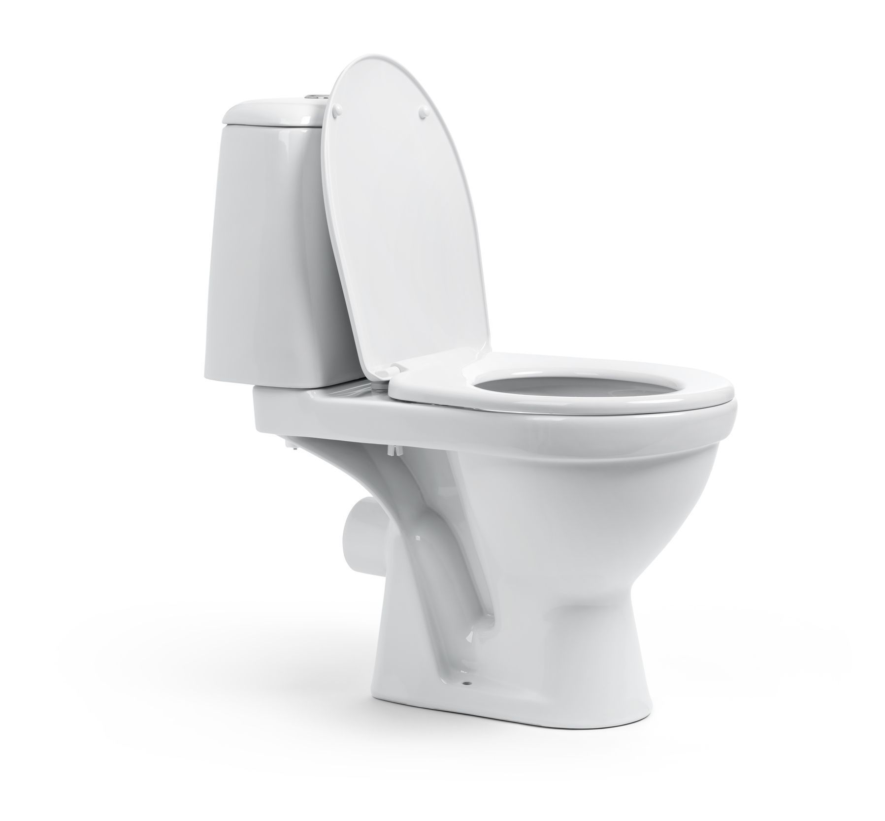 a white toilet with the lid up on a white background