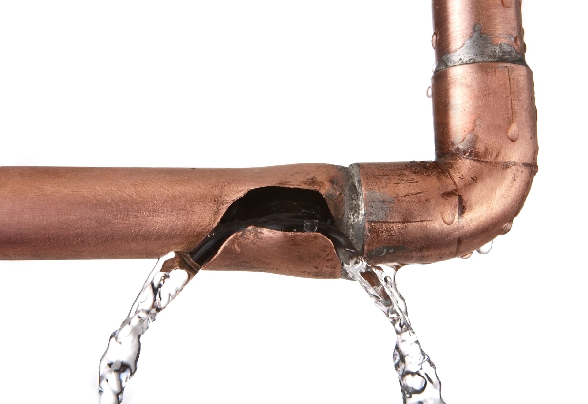 a copper pipe with water coming out of it