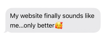 A text message bubble on a light grey background that reads: