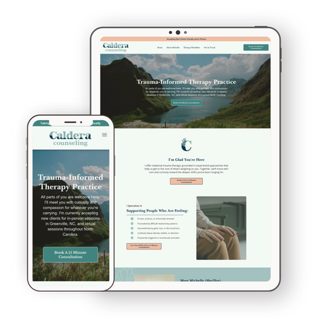 A tablet and a cell phone with a website on them.