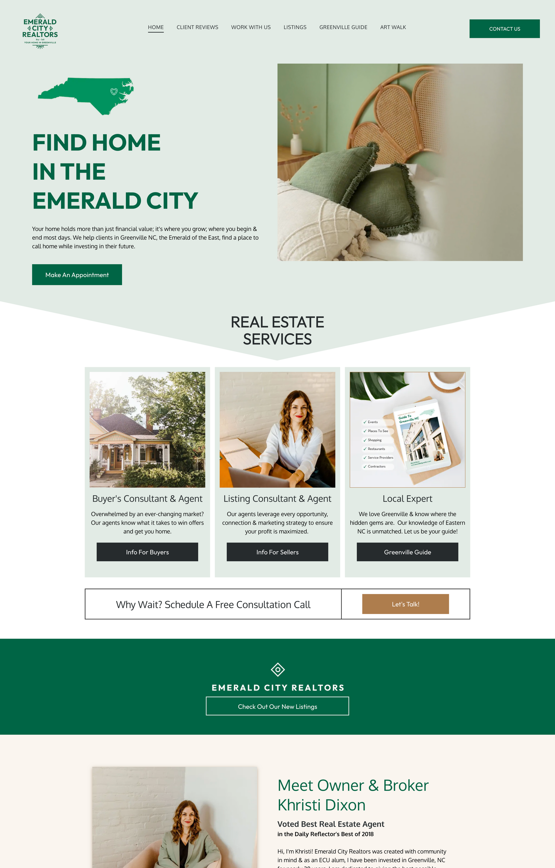 Website homepage: NC map, 