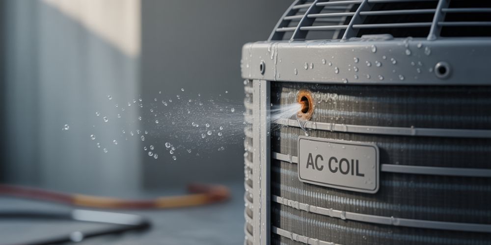 Hissing or bubbling noise from leaking AC coil