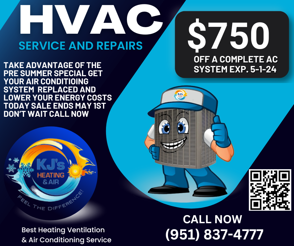 An advertisement for hvac service and repairs for $ 750
