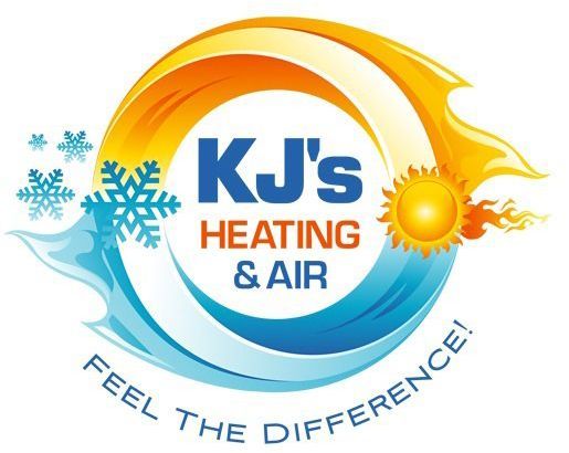 Kj 's heating and air logo that says feel the difference