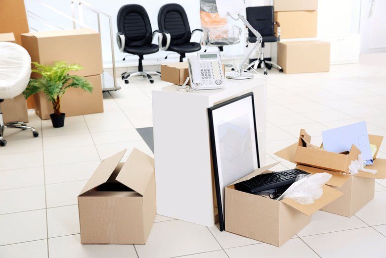 Office Equipment Boxes Ready Move — Pegar Transport in Newcastle NSW