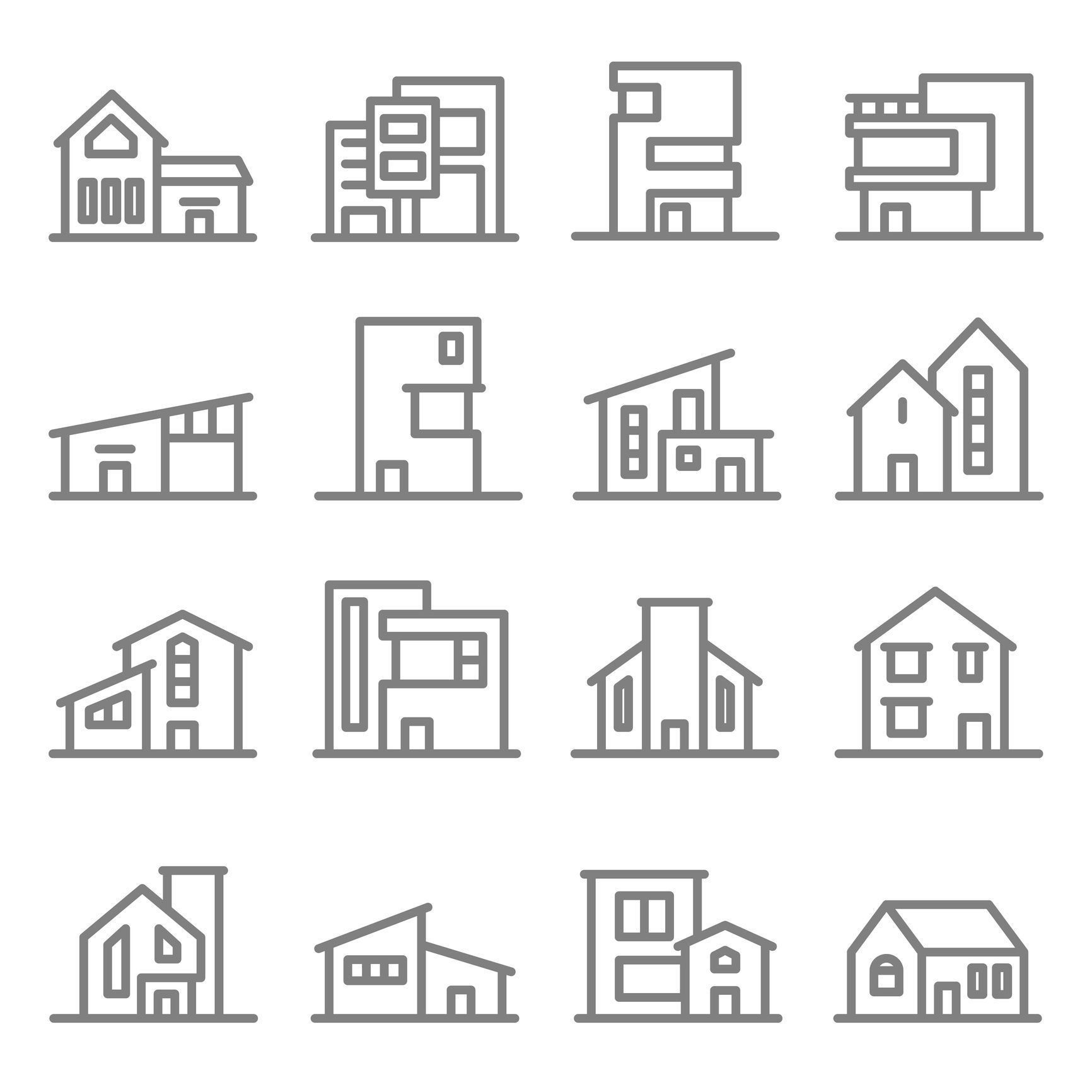 An aerial view of a row of houses with cars parked in front of them.