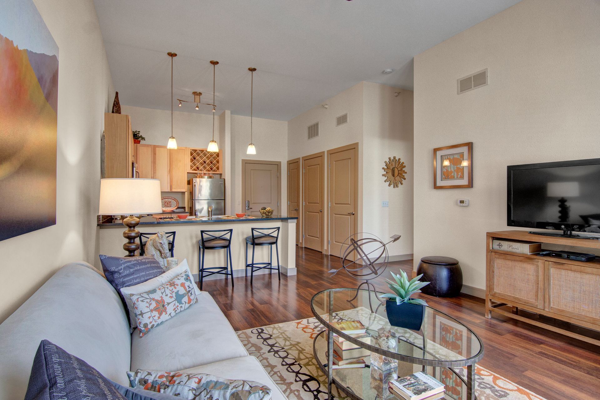 living room - open layout with kitchen overlooking living room