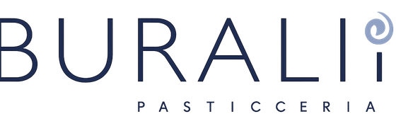 Un logo blu e bianco per la pasticceria Burali