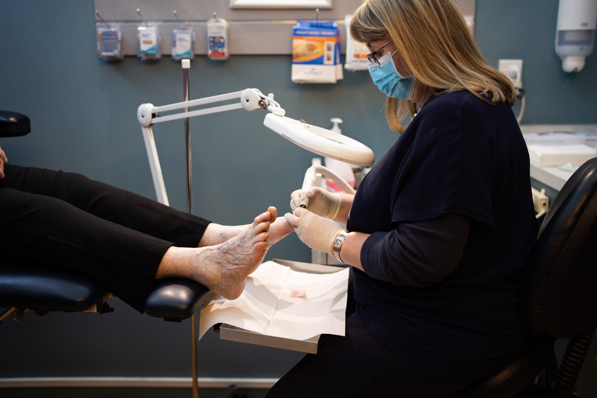 Patient foot nail being treated at the Boyce Podiatry
