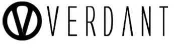 Logo for Verdant. A black circle with a "V" inside, followed by the word "VERDANT" in black font.