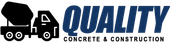 The logo for Quality Concrete and Construction shows a concrete mixer truck.