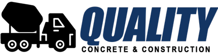The logo for Quality Concrete and Construction shows a concrete mixer truck.