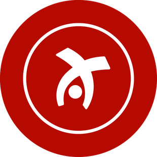 A red circle with a white symbol inside of it