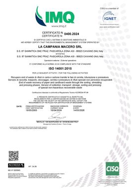 Certificazione ISO 14001:2004