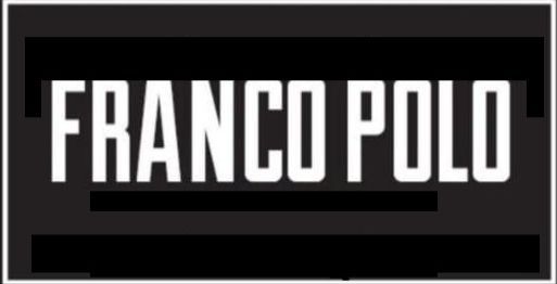 Franco Polo está escrito en blanco sobre fondo negro.