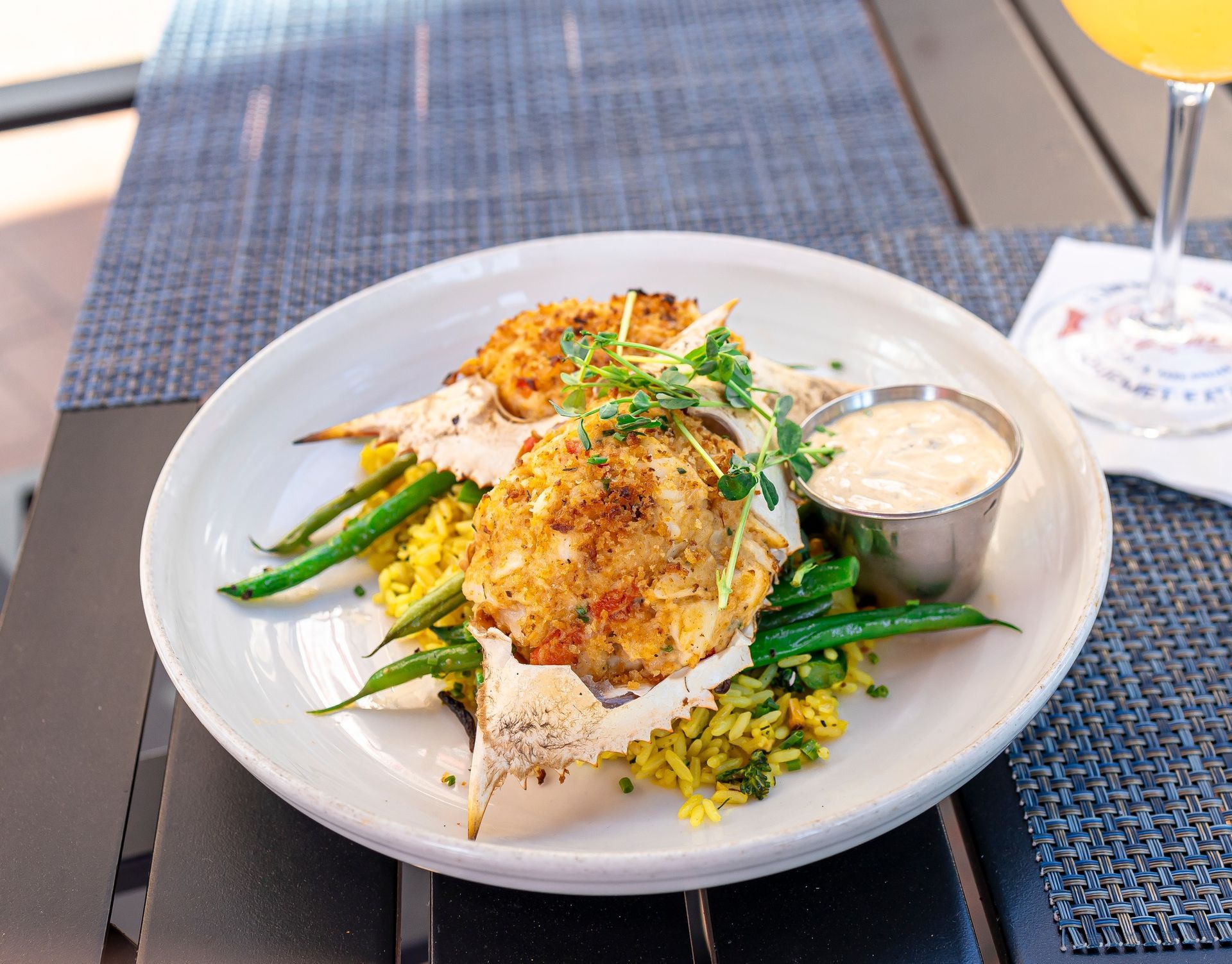 Crab Cakes on Rice bed