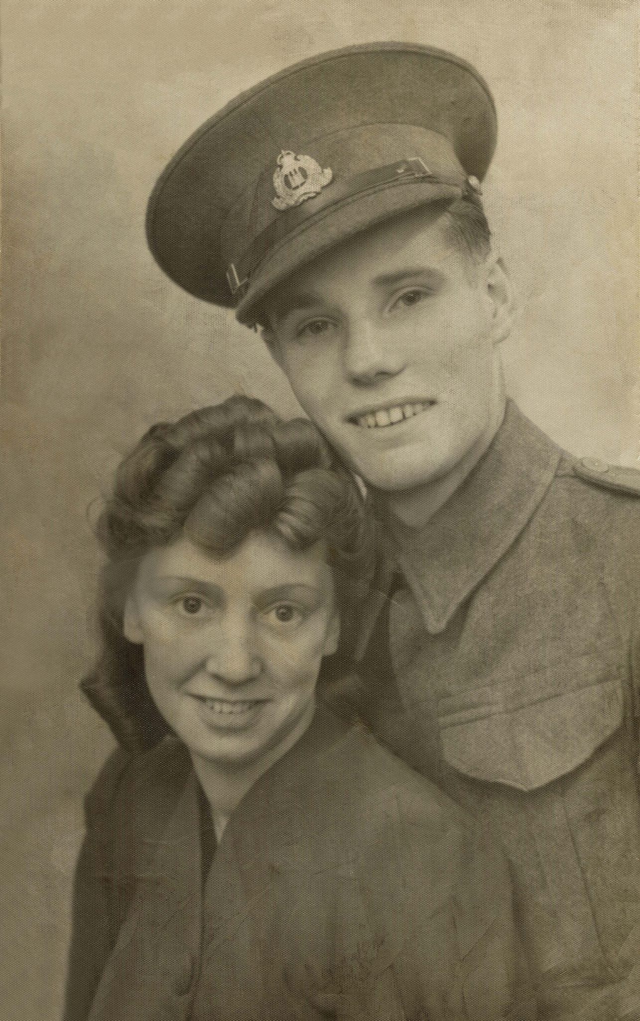 Restored photograph of wartime couple