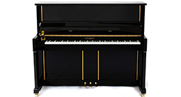 pianoforte nero con dettagli dorati