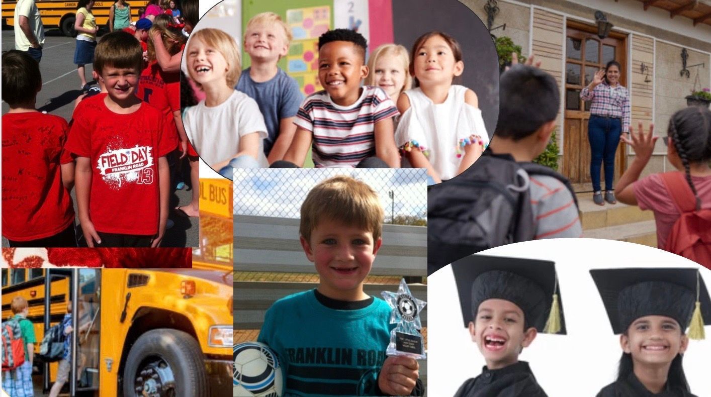 Pictures of young students in school related activities