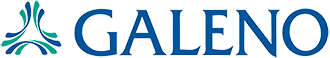 El logotipo de Galeno es azul y verde sobre un fondo blanco.