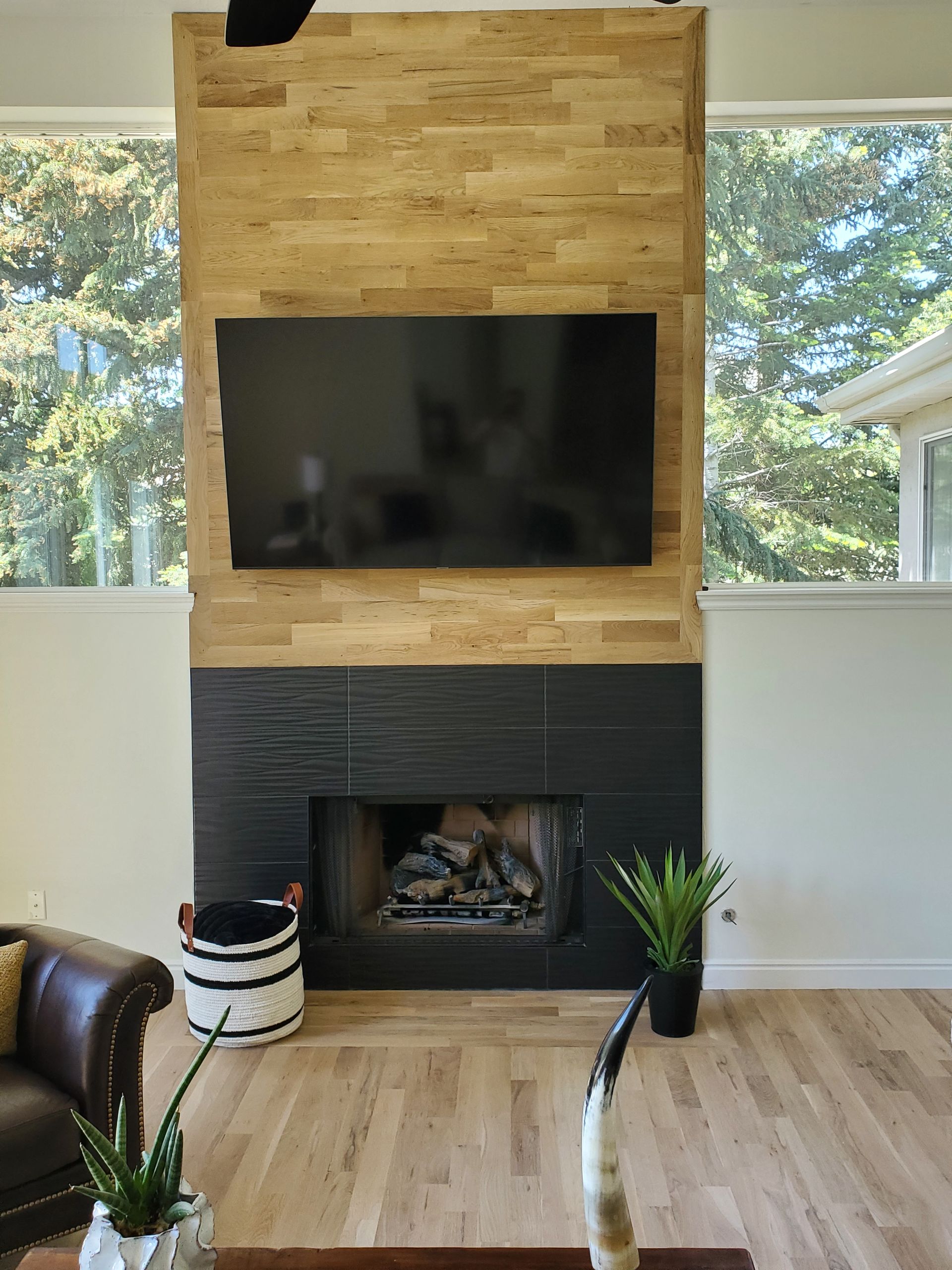 There is a bathtub in the middle of the bathroom.