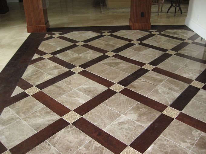 A marble floor with a checkered pattern on it