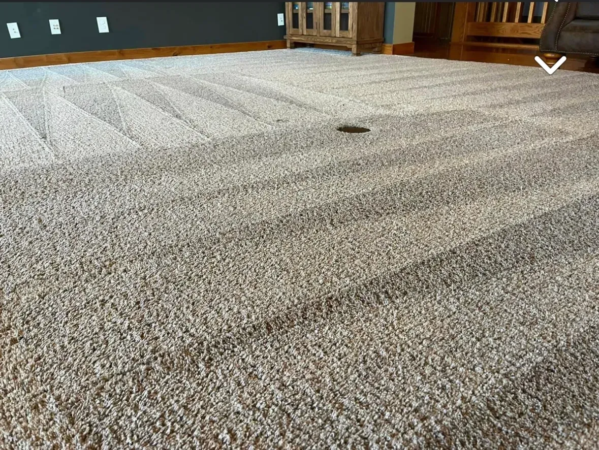 A large carpet is sitting on the floor in a living room.