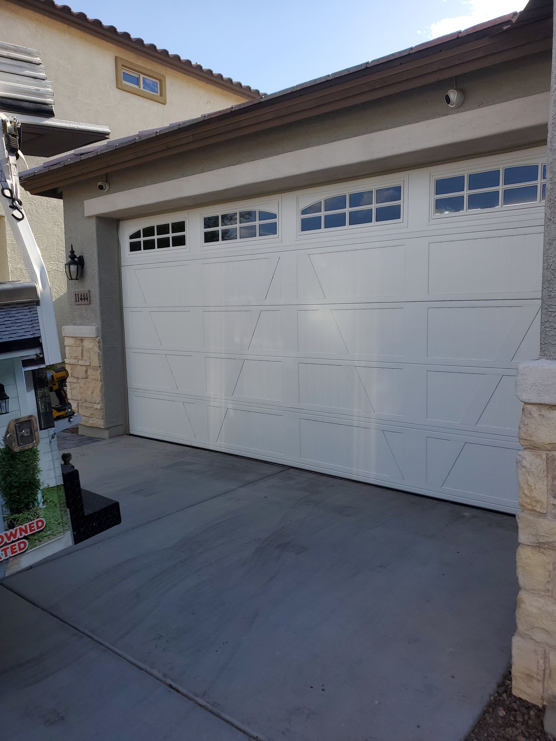 brand new upgraded garage door with windows