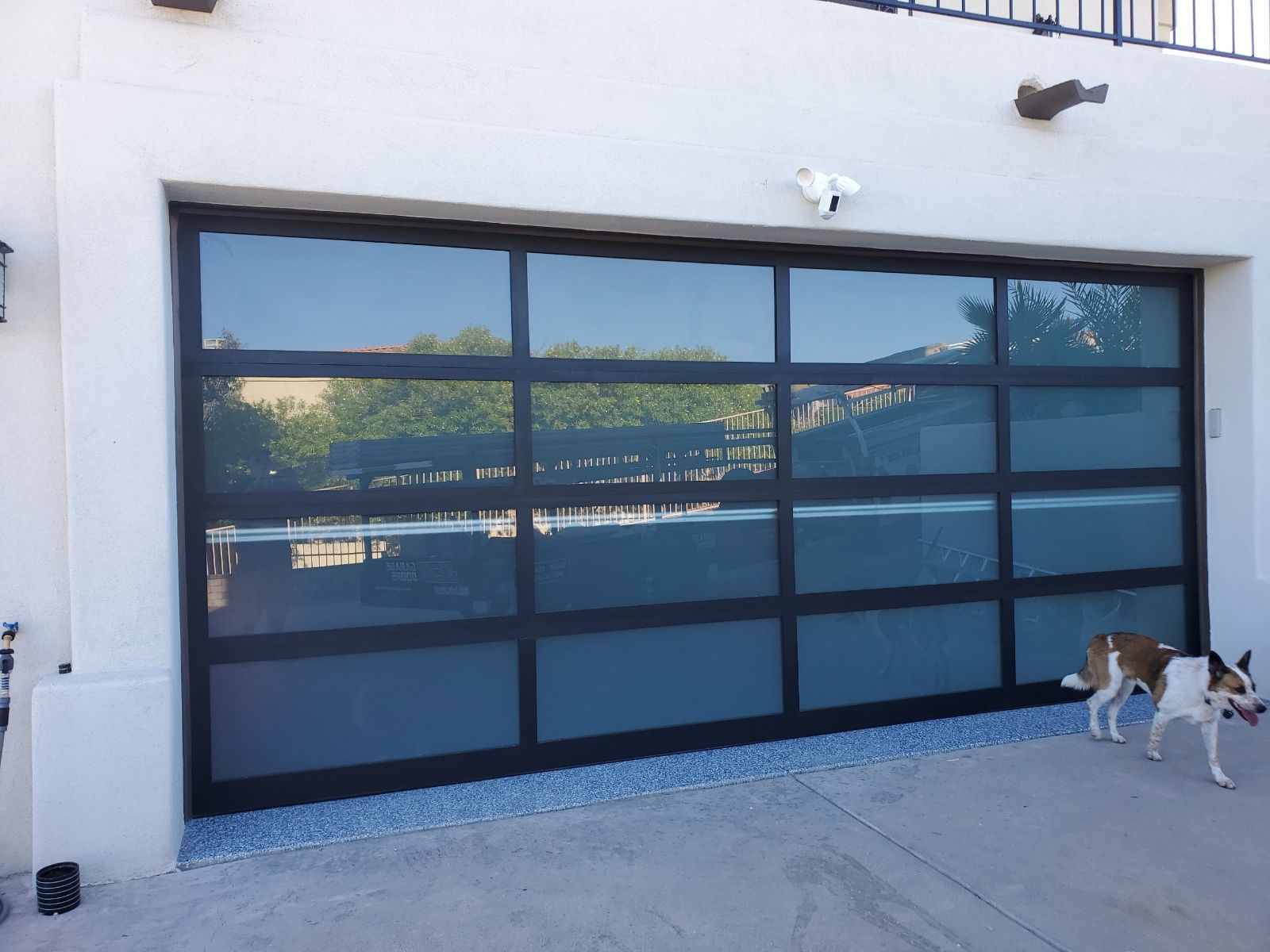 new modern glass garage door install