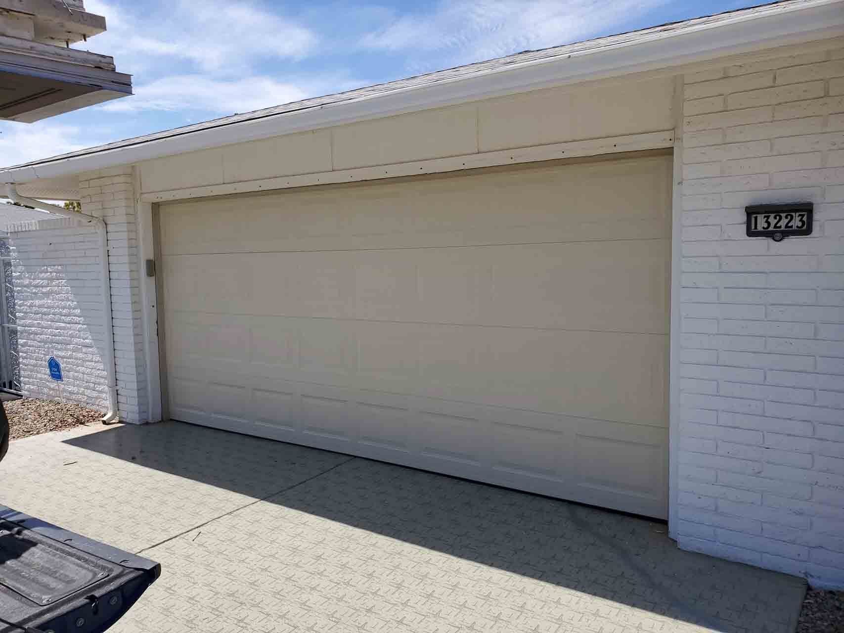old sun damaged garage door