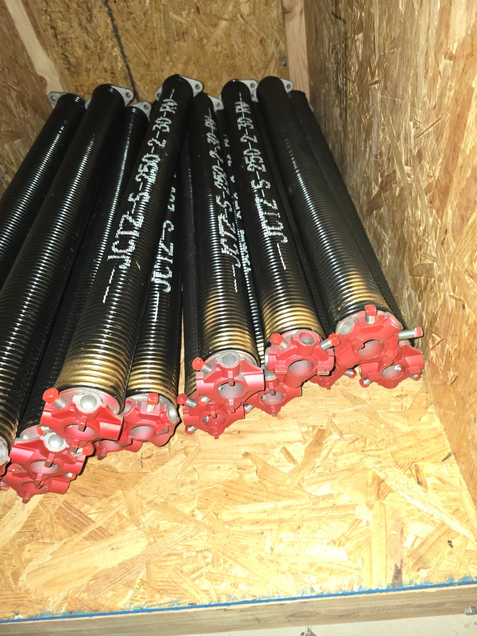 garage springs ready to replace broken springs. 