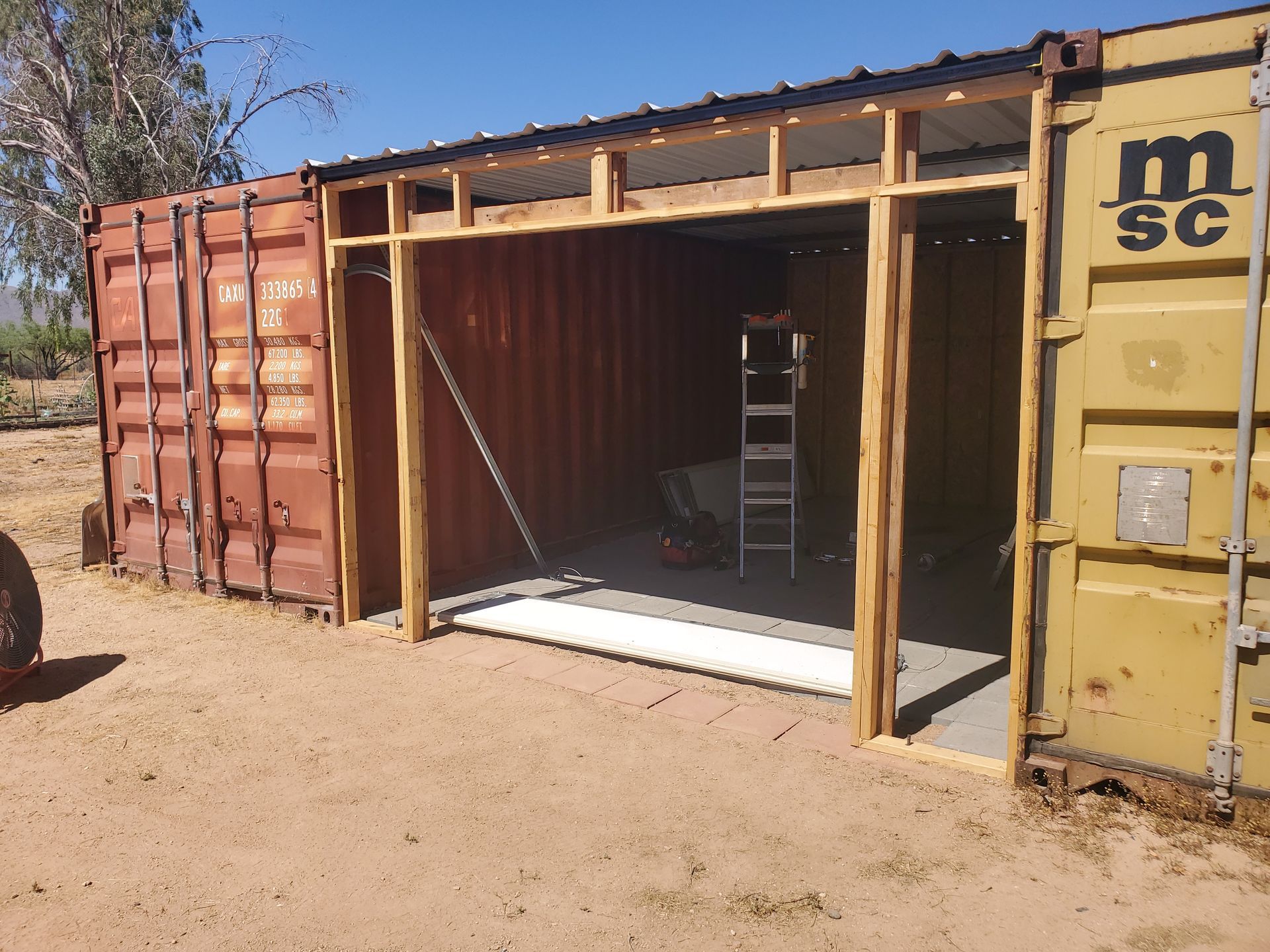 garage door being framed