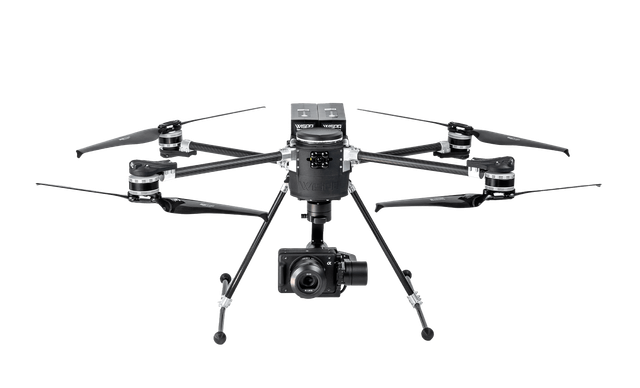 Front view of WISPR drone with camera payload