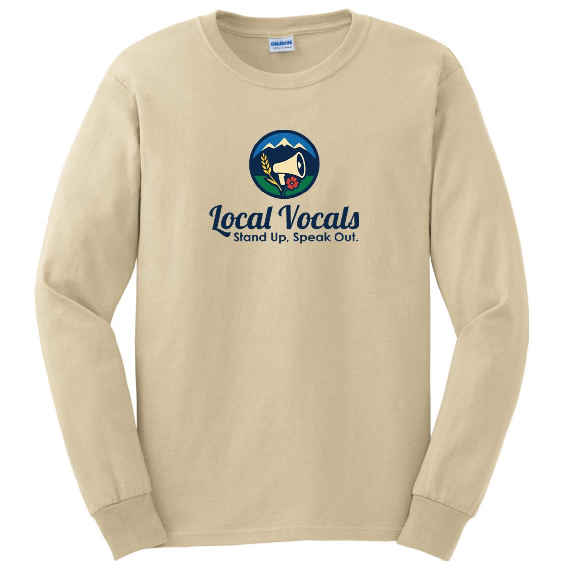 Tan long-sleeved shirt with a