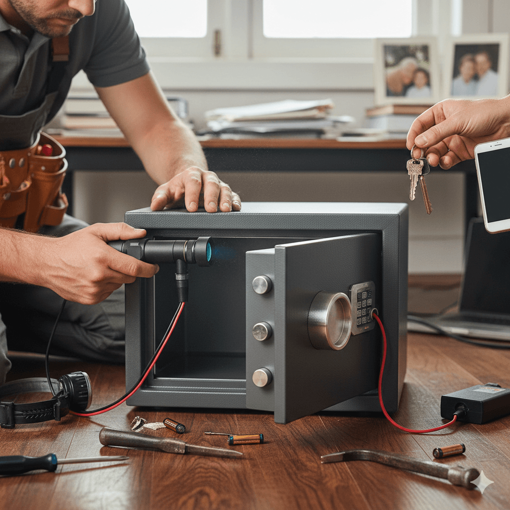 תמונת נושא של המאמר על שכחתי קוד כפת מה עושים פרית כספת ביתית המציגה תמונה המציגה בעל מקצוע