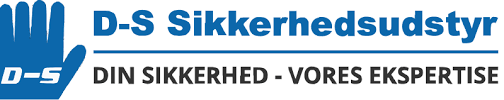 A blue and white logo for d-s sikkerhedsudstyr