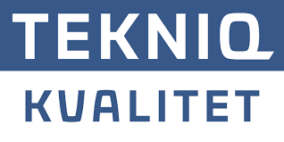 A blue and white sign that says tekniq kvalitet