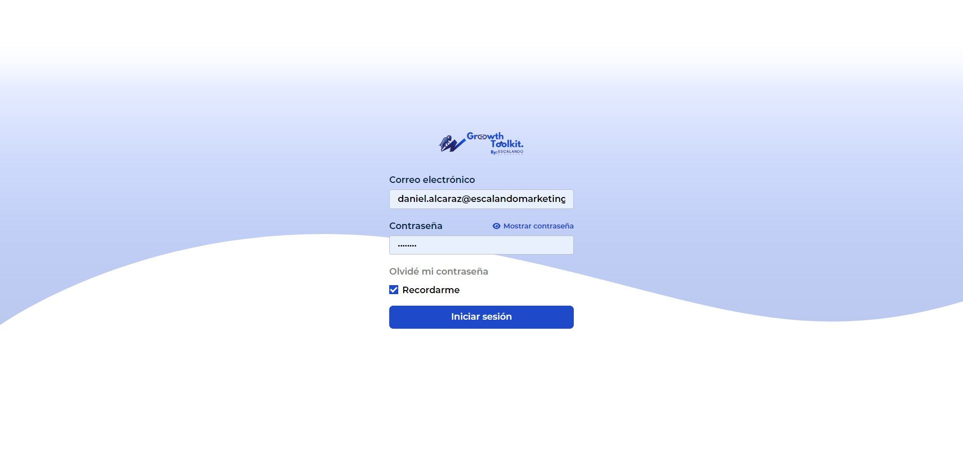 Una captura de pantalla de una página de inicio de sesión de un sitio web.