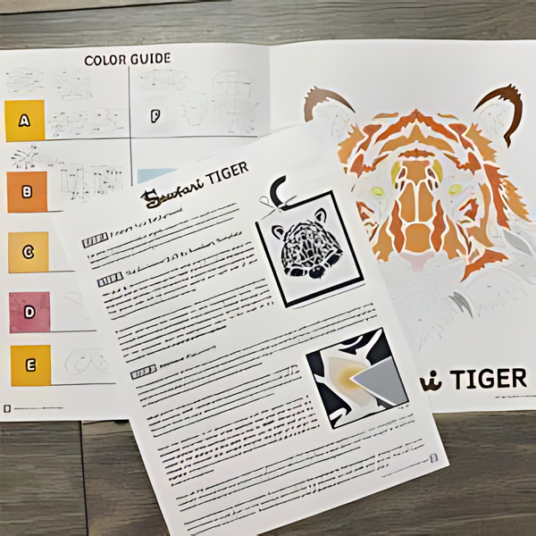 A color guide with a picture of a tiger on it