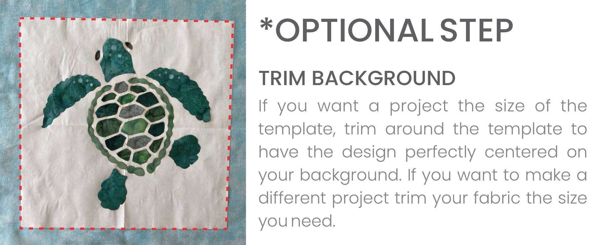 A picture of a sea turtle on a piece of fabric