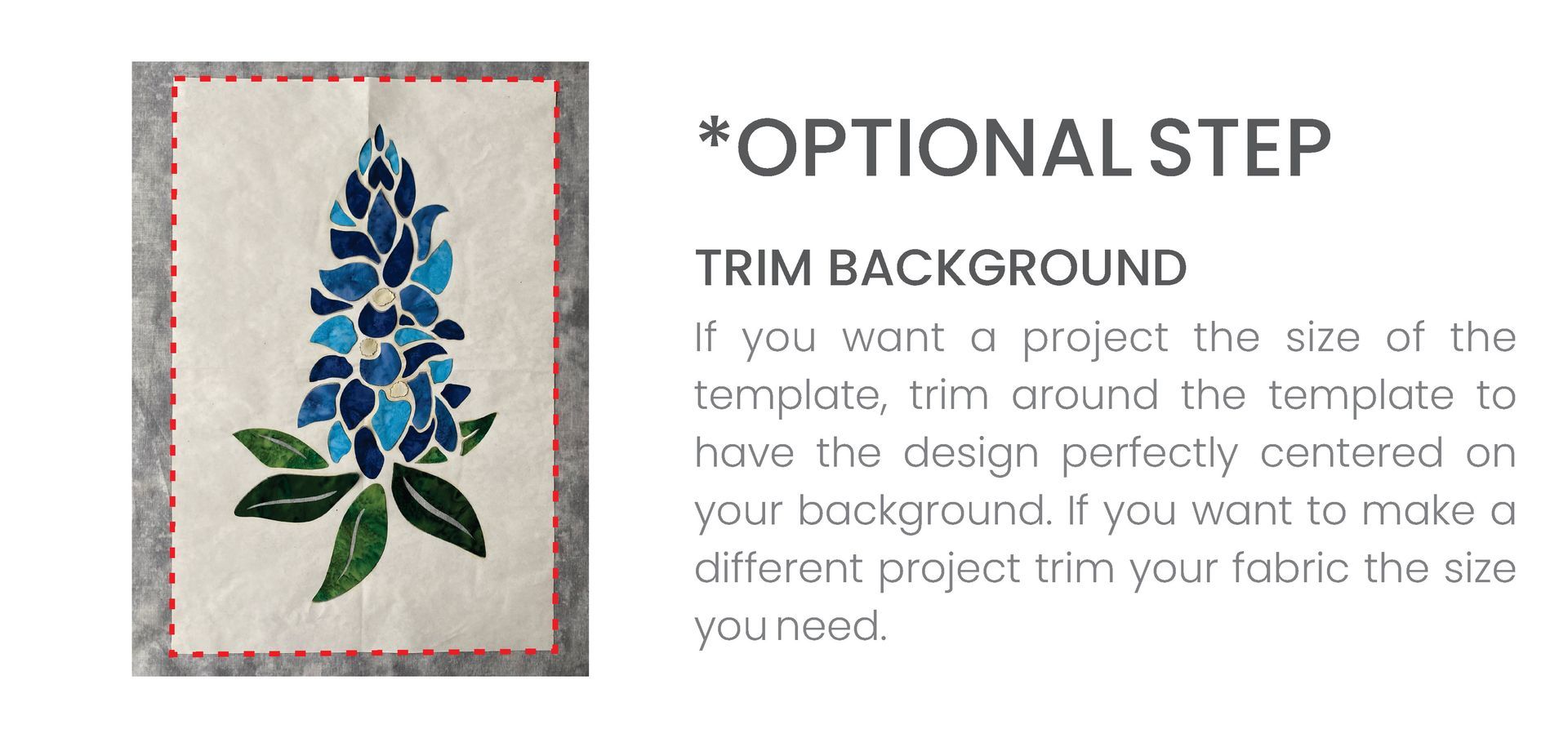 A picture of a blue flower with a text that says trim background