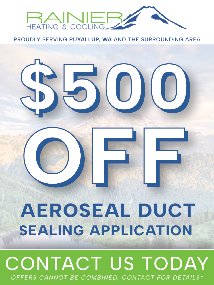 Advertisement for HVAC services, including air conditioning, heating, and solar, with a call to action.