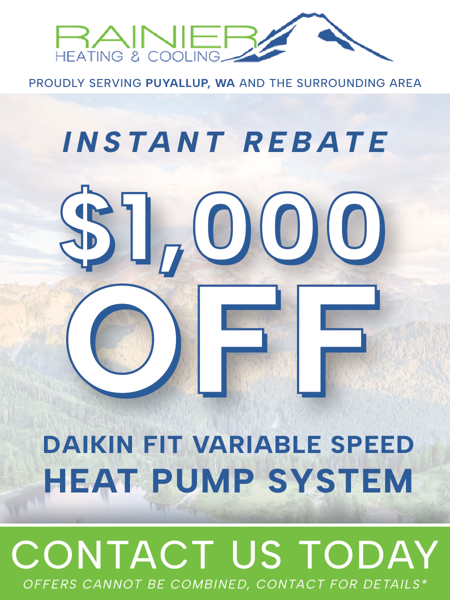 Advertisement for HVAC services, including air conditioning, heating, and solar, with a call to action.