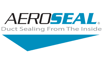 AeroSeal logo with blue stylized arrow; text reads 
