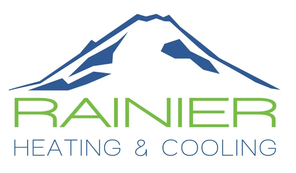Logo: Blue mountain over green text 