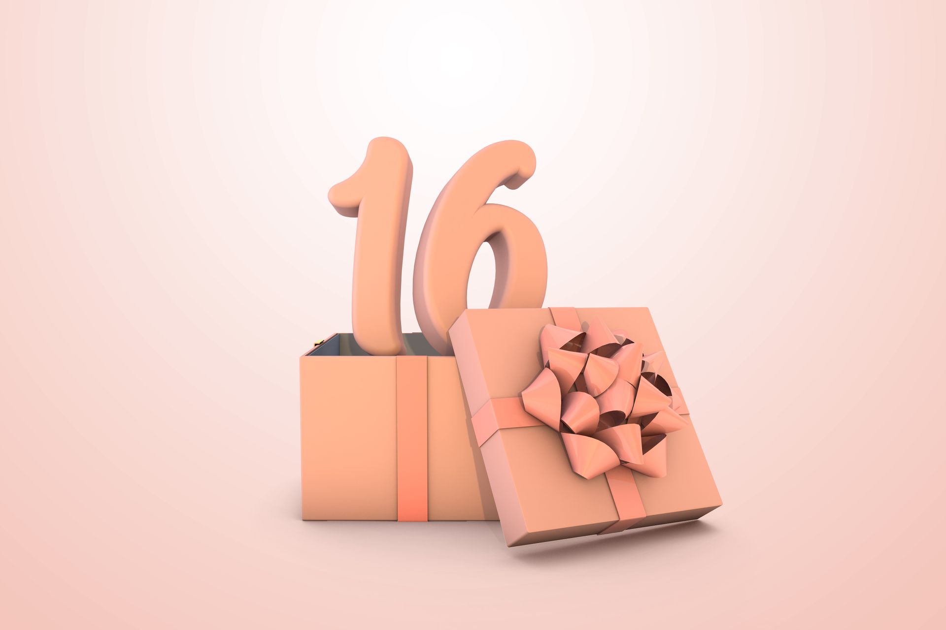 box with ribbon and number 16