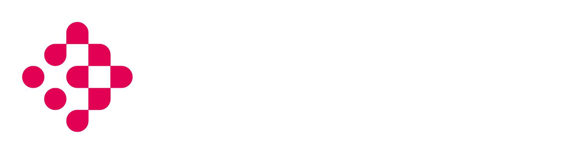 A magenta logo featuring a stylized, abstract diamond shape made of rounded segments arranged in a grid-like pattern.