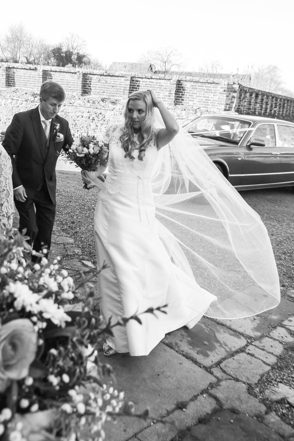 brides windswept veil 